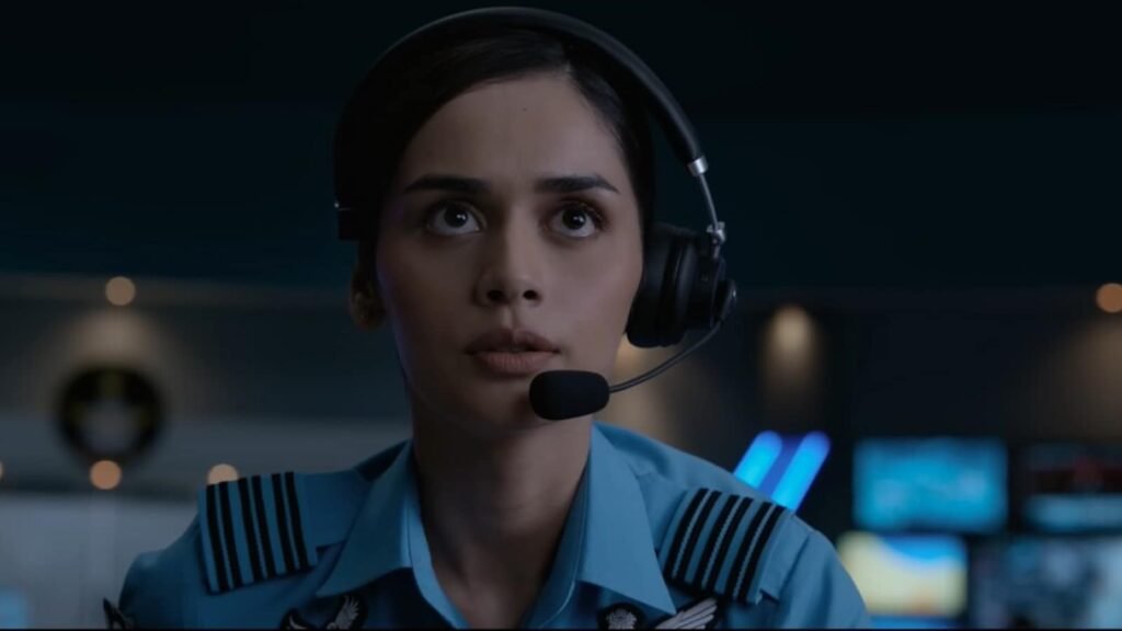 Manushi Chhillar in a still from Operation Valentine trailer.