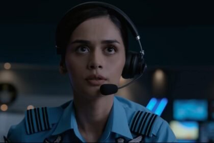 Manushi Chhillar in a still from Operation Valentine trailer.