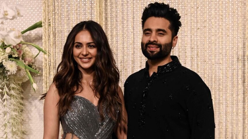 Rakul Preet Singh and Jackky Bhagnani attend the wedding reception ceremony of actor Aamir Khan's daughter Ira Khan and Nupur Shikhare in Mumbai. (File Photo/AFP)