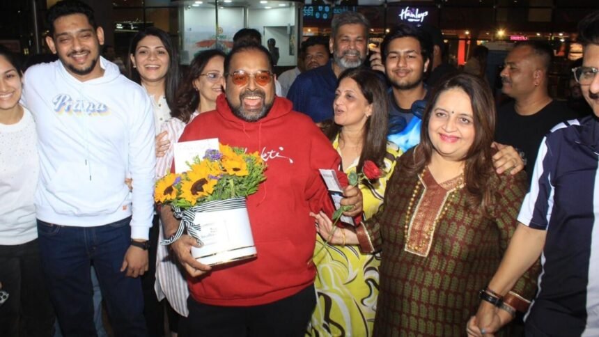 Shankar Mahadevan receives flowers and chocolates as he reached Mumbai after Grammys win.