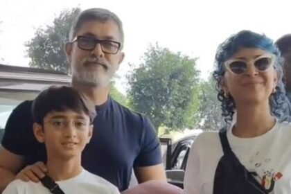 Aamir Khan with ex wife, Kiran Rao and their son. (Viral Bhayani)(Viral Bhayani)